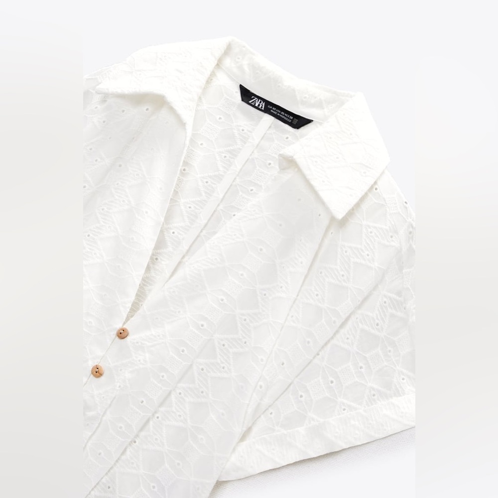 Zara White Eyelet Midi Dress - Picture 8 of 11